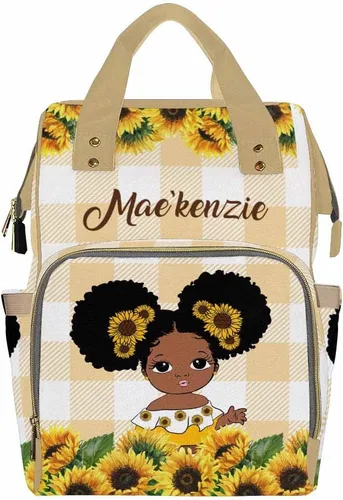 Vista 25 de Newcos Bolsa de pañales personalizada con estampado de corona con nombre personalizado de África negra para mujer, bolsa de pañales de viaje casual