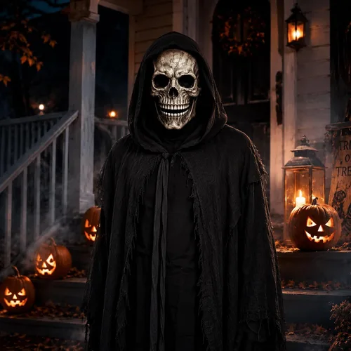 Vista 5 de Máscara de calavera de látex para adultos con mandíbula móvil
