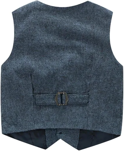 Vista 5 de Conjunto de ropa de algodón de manga larga con corbatín + chaleco + pantalones para niños