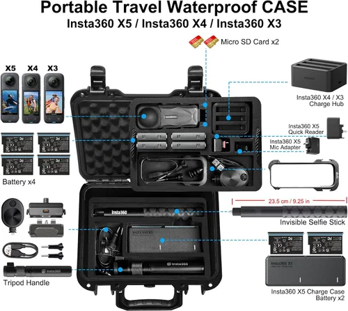 Vista 2 de Lekufee Funda de transporte impermeable para cámara Insta360 X5, Insta360 X4, Insta360 X3 y otros accesorios (solo funda)