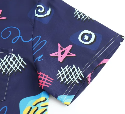 Vista 6 de Camisas de los años 80 para hombre, camisa de los años 90, camisa retro casual con botones, camisa hawaiana, camisa de discoteca, camisas de playa