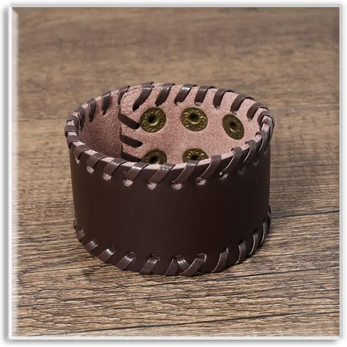 Vista 3 de Xusamss Pulsera de cuero punk, pulsera ajustable a presión