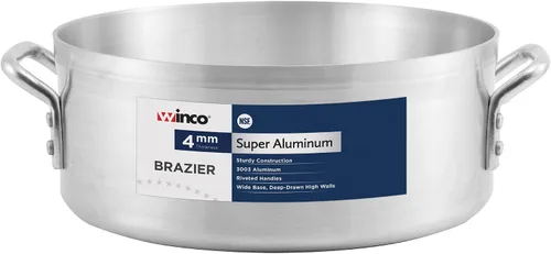 Vista 2 de Winco USA Super Aluminum Braizer, peso pesado, 24 cuartos de galón, aluminio
