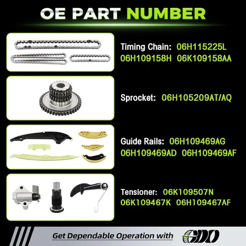Vista 3 de Kit de cadena de distribución 1.8 06H109507N W/tensor para Audi A3 A4 A5 A6 Allroad, A3/A4/A6 Quattro, TT Quattro, VW Jetta Beetle Tiguan Eos