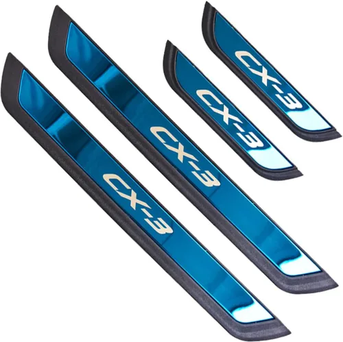 Vista 2 de Kit de protector de umbral de puerta inoxidable para Mazda CX-3 2016-2023 (texto azul CX 3)