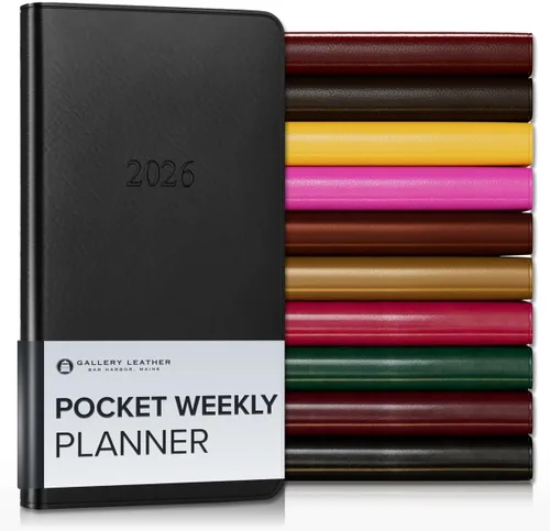 Vista 13 de Gallery Leather Planificador Semanal y Mensual Grande 2025-2026, Calendario Planificador y Cuaderno Elegantemente Encuadernado con Elegantes Bordes