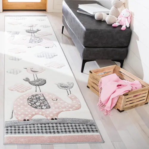 Vista 10 de SAFAVIEH Carousel Kids Collection - Alfombra decorativa de 2 x 3 pies, diseño de animales, color rosa y marfil, no desprende pelusa y de fácil
