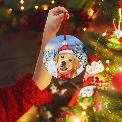 Vista 6 de Labrador Retriever Adorno de Navidad para perro para decoración del árbol de Navidad, copo de nieve, adorno de Navidad de invierno, adorno colgante