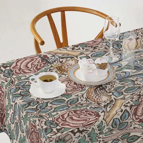 Vista 344 de Mantel Floral Retro de Pájaros, Diseño Original Bohemio William Morris Estampado Cubierta de Mesa para Hogar Picnic Fiesta Comedor Cocina William