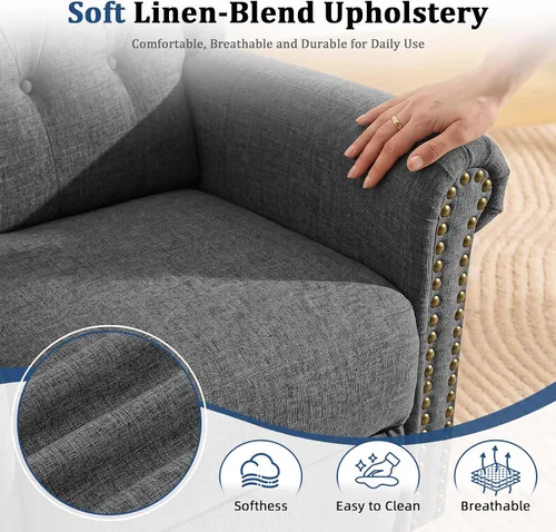 Vista 8 de Power Swivel Rocking Recliner Chair with Massage & Heat, Grey