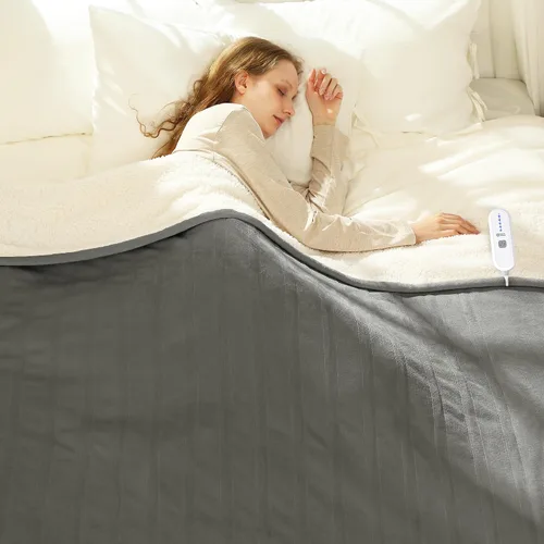Vista 49 de Manta térmica eléctrica de franela Sherpa de 50 x 60 pulgadas - Manta eléctrica suave con 5 niveles de calefacción y 4 horas de apagado automático