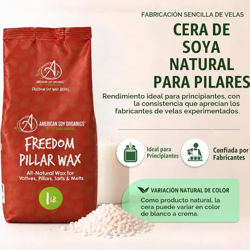 Vista 2 de American Soy Organics Freedom Pillar - Cuentas de cera de soja, cera