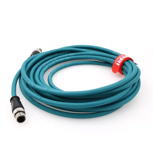 Vista 6 de M12 4Pin D-Code macho a D-Code Extensión macho Ethernet blindado Cat5 Cable para automatización industrial (1M, azul)
