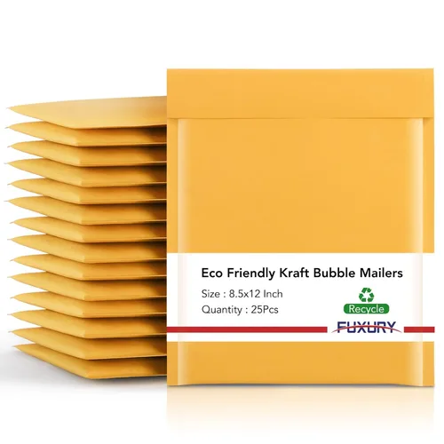 Vista 12 de Fuxury Paquete de 25 sobres de burbujas de papel kraft de 8.5 x 12 pulgadas, sobres acolchados de fuerte adherencia autosellados, sobres acolchados