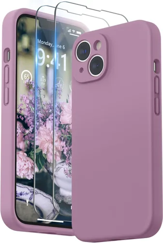 Vista 16 de SURPHY Compatible con iPhone 14 Funda con protector de pantalla (protección para la cámara y forro de microfibra suave) Funda de silicona líquida