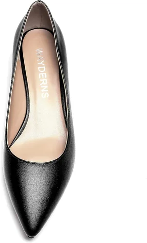Vista 3 de WAYDERNS Zapatos de tacón bajo con punta mate para mujer, 1.5 pulgadas