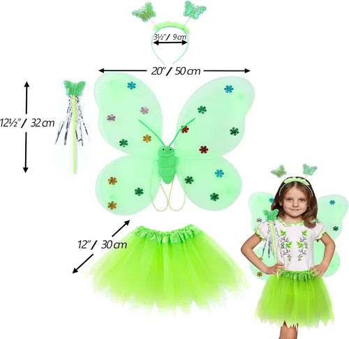 Vista 6 de Seawhisper Princess Girls Dress Up Trunk Clothes for Kids Toddler Pretend Play Ladybug Bee Butterfly Costume Accessories