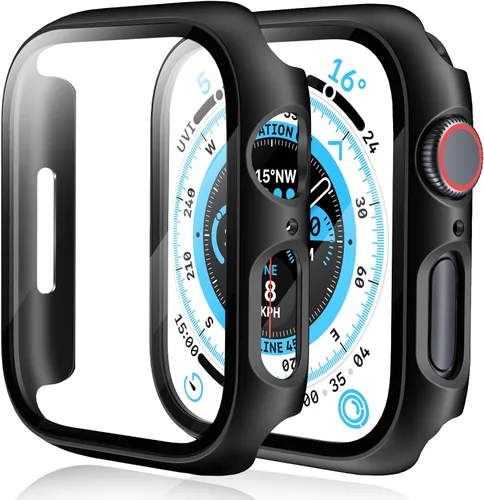 Vista 13 de Paquete de 2 fundas para Apple Watch 40mm SE Series 6/5/4/SE 2ª generación con protector de pantalla de vidrio templado, funda protectora completa