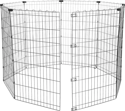 Vista 10 de Amazon Basics: cerca plegable de metal para mascotas, con puerta, 60 x 60 x 24 pulgadas, color negro.