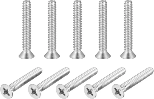 Vista 11 de uxcell Tornillos de máquina de cabeza plana de 1/4-20x1-3/4 "Tornillos de acero inoxidable Phillips 304 10pcs