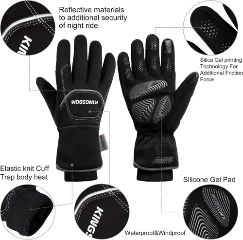 Vista 4 de KINGSBOM -Guantes térmicos impermeables y resistentes al viento de 40 - Guantes térmicos Thinsulate 3M Thinsulate para pantalla táctil de invierno