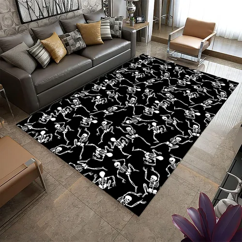 Vista 15 de Alfombra de araña negra, 3 x 4 pies, alfombra impresa en 3D de telaraña de terror, alfombra para dormitorio de niños, habitación de niños, sala