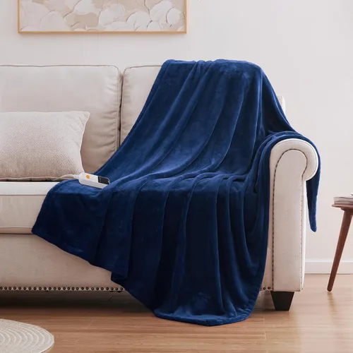 Vista 12 de Sealy - Manta eléctrica térmica tamaño 50"x60", manta eléctrica de franela doble suave con 6 niveles de calor y apagado automático de 2-10 horas