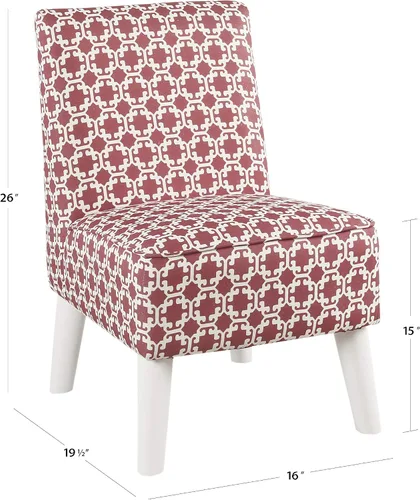 Vista 2 de HomePop Silla deslizadora sin brazos moderna juvenil, celosía rosa y blanca