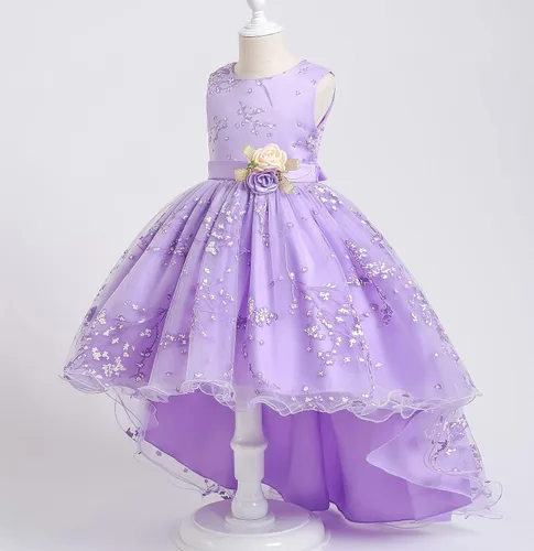 Vista 3 de USEMPER Vestido de princesa para niñas, para boda, fiesta de cumpleaños con tren, talla 3-14 años