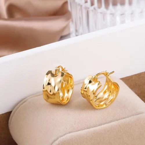 Vista 6 de Silver Earrings Hammered Small Chunky Hoop Earrings for Women A-oro de 14 quilates