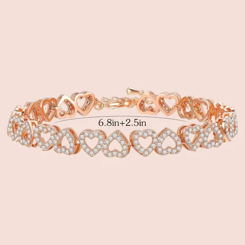 Vista 5 de Erecter Infinity Heart Symbol Charm Link Bracelet for Women Cubic Zirconia Bangle Crystal Love Bracelet Jewelry Anniversary Jewelry Christmas