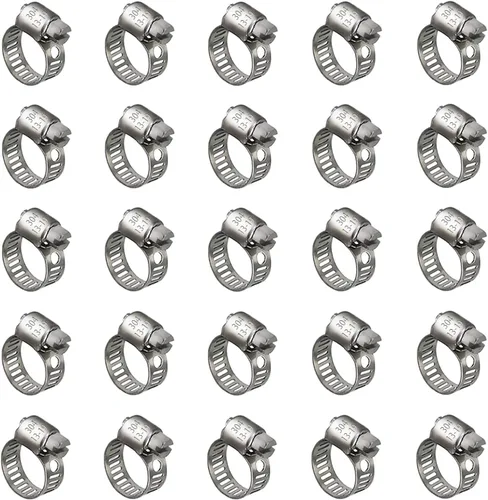 Vista 11 de Paquete de 10 abrazaderas de manguera de acero inoxidable, abrazaderas de manguera de metal con engranaje helicoidal de 1-1/2 pulgadas a 2-1/2