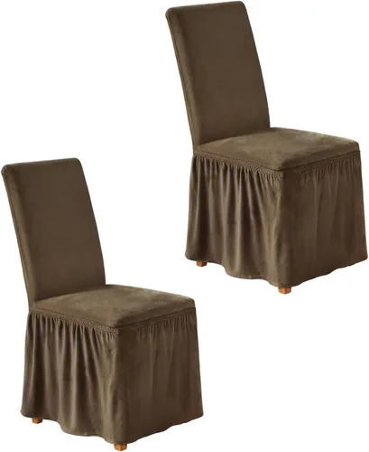 Vista 40 de NICEEC Fundas de silla de elastano para sillas de comedor, juego de 2 fundas de silla de comedor extraíbles con falda, fundas para sillas Parson