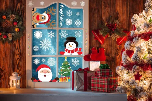 Vista 4 de Funnlot Calcomanías navideñas para ventana, 262 piezas: multicolor, modernas, contemporáneas calcomanías de vinilo para ventanas, vidrio