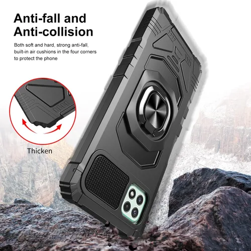 Vista 3 de Funda compatible con Boost Mobile Celero 5G Plus 2023 con protector de pantalla de vidrio [grado militar] anillo de montaje en automóvil con soporte