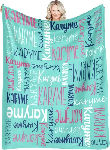 Vista 34 de Mantas personalizadas con nombres, regalos para bebés, niñas y niños, manta personalizada de vellón suave y sherpa con nombre para niños y adultos