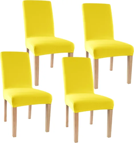 Vista 13 de Obstal - Juego de 4 fundas para sillas de comedor elásticas en negro de spandex, extraíbles y lavables, fundas de asiento para sillas de cocina