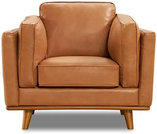 Vista 8 de Valencia Artisan - Silla decorativa de cuero completo de 41.5 pulgadas, silla de napa italiana pura, acento de madera maciza, máxima comodidad, Negro