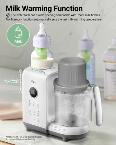 Vista 7 de Bear Vaporizador y licuadora de alimentos para bebés con cestas de vapor de Blanco