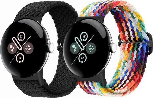Vista 45 de Correas trenzadas Solo Loop compatibles con Google Pixel Watch 4, 3, 2, 1 de 1.61 pulgadas/1.77 pulgadas, correas elásticas ajustables de nailon