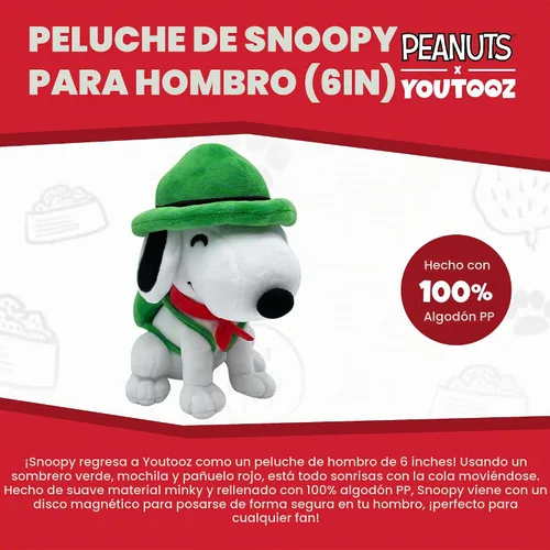 Vista 5 de Youtooz Peanuts Snoopy Shoulder Rider Peluche de 6 Pulgadas, – Peluche Coleccionable de Snoopy de Peanuts