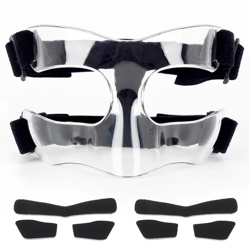Vista 8 de BK01B Protector de nariz para nariz rota, máscaras de protección facial deportivas con acolchado, ajustables, transpirables y transparentes