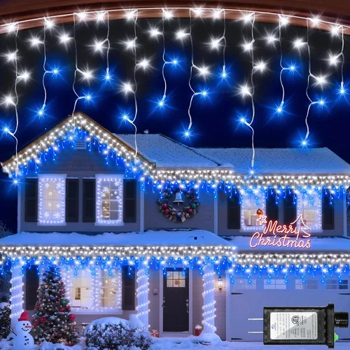 Vista 12 de 612 luces LED de Navidad de 60 pies con 136 caídas, 12 modos de iluminación, decoración navideña multicolor, luces centelleantes regulables 2-Varios