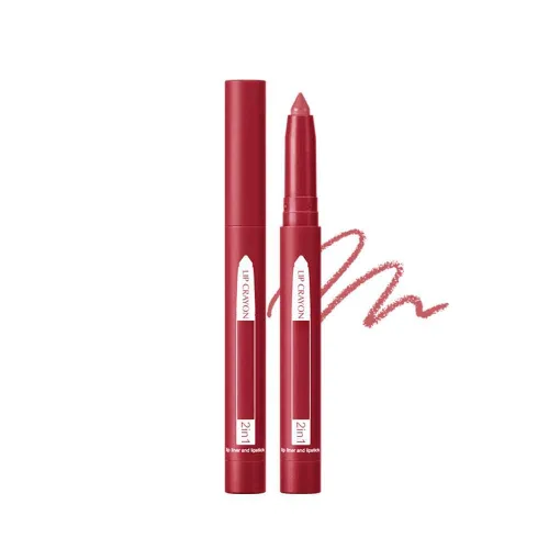 Vista 9 de Lápiz labial 2 en 1, delineador de labios, lápiz delineador de labios, lápiz labial delgado, brillo de labios de belleza, lápiz labial mate de punta