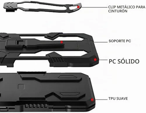 Vista 6 de Funda protectora resistente para LG K51, con protector de pantalla de vidrio templado [paquete de 2] resistente grado militar de 15 pies probada