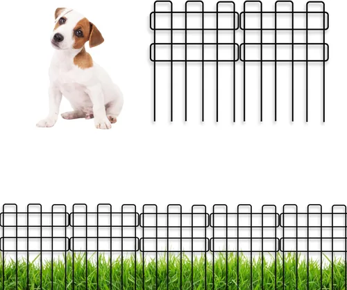 Vista 13 de ShopLaLa Valla de jardín para animales (10 paneles) de 12 pulgadas de largo x 16.5 pulgadas de alto, valla de alambre de metal blanco pequeña