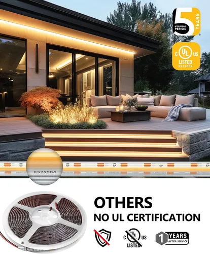Vista 5 de EMITEVER COB - Tira de luces LED impermeable IP67, 2700 K, blanco cálido, para exteriores, 24 V, cinta LED de silicona regulable, iluminación