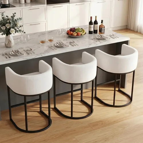 Vista 18 de Juego de 3 taburetes de bar de altura de mostrador, taburetes modernos para comedor, taburetes de bar de 24 pulgadas para isla de cocina, taburete