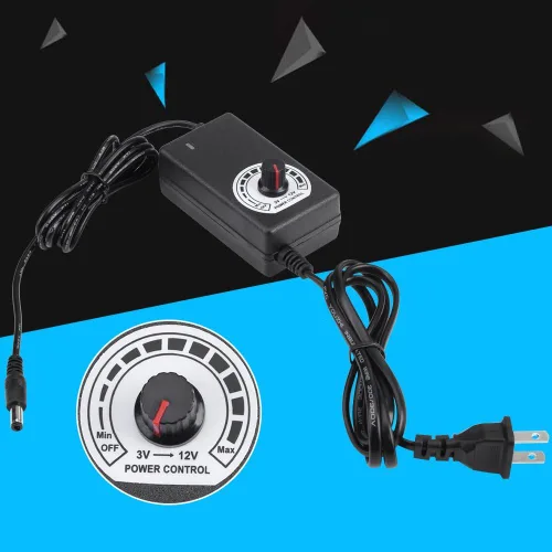 Vista 6 de Convertidor de CA a CC 110V-240V a 3-12V Adaptador de corriente 2A con enchufe de EE. UU. para ventilador eléctrico, motor de taladro, control