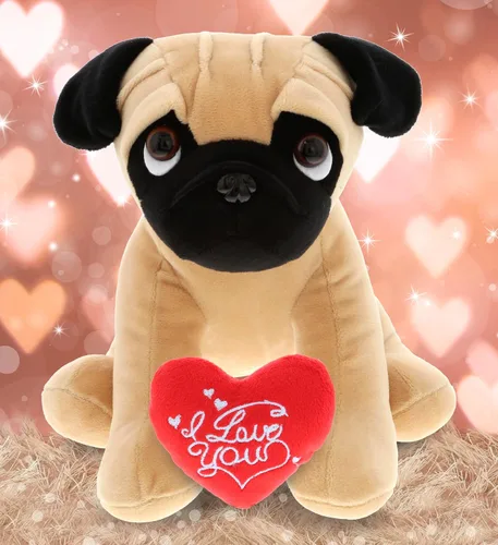 Vista 5 de DolliBu I Love You - Peluche de San Valentín con ojos grandes, lindo animal de peluche con corazón rojo y nombre, regalo personalizado para el día